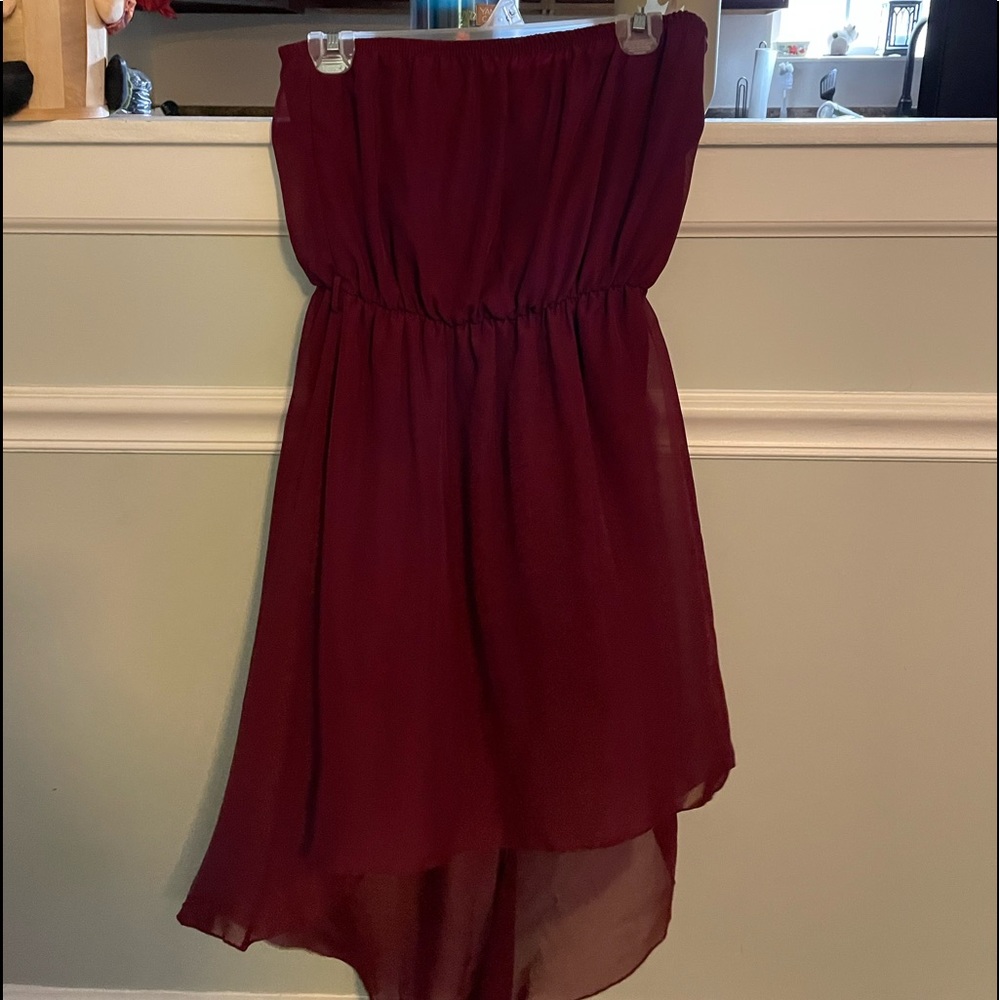 Burgundy high low dress